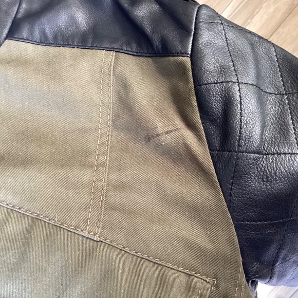 ❤️🇬🇧BNNT CELTIC & CO REAL” leather/cotton biker jacket. US12. UK16. Khaki/blk - Picture 14 of 14